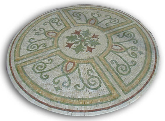 Plateau pour table Mosaïque de marbre motif "Fleur 4"
